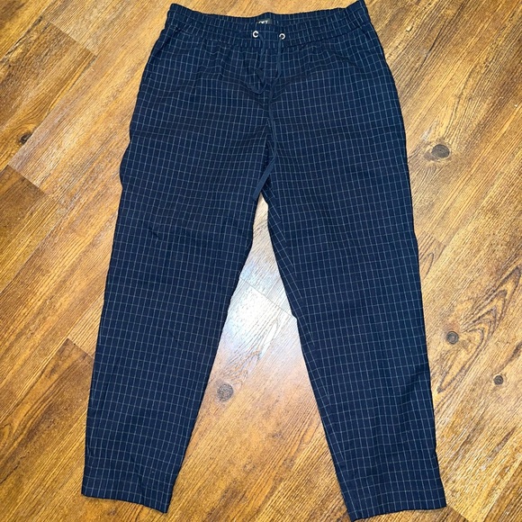 Loft Comfort Navy Blue Checkered Elastic Waistband Drawstring Pants - Picture 4 of 11